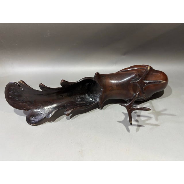 Vintage Japanese Patinated Bronze Peacock Incense Burner For Sale - Image 11 of 11