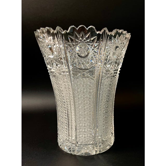 1940s Mid-Century Cut Crystal Trumpet Vase in the style of Baccarat, 1940s For Sale - Image 5 of 7