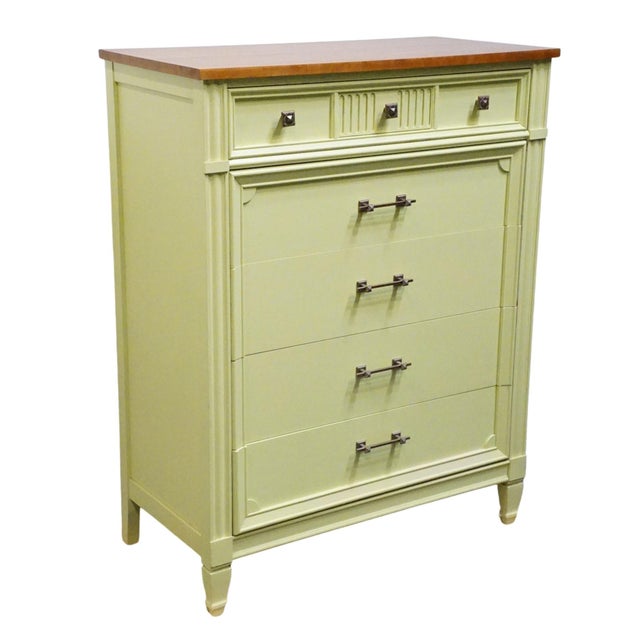 Bassett Bassett Furniture Ticino Collection Cream Painted 36" Chest of Drawers W. Solid Cherry Top 238-96-251 For Sale - Image 4 of 13