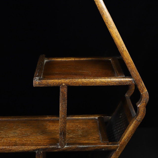 Vintage Chinese Huali Rosewood Reticulated Hexagonal "Curio" Display Stand (Bogujia) For Sale - Image 4 of 8
