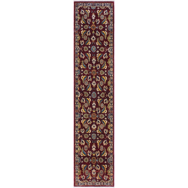 Shabby Chic Ziegler 1990's Red/Blue Wool Runner Rug- 2'7'' X 9'9'' For Sale - Image 10 of 10