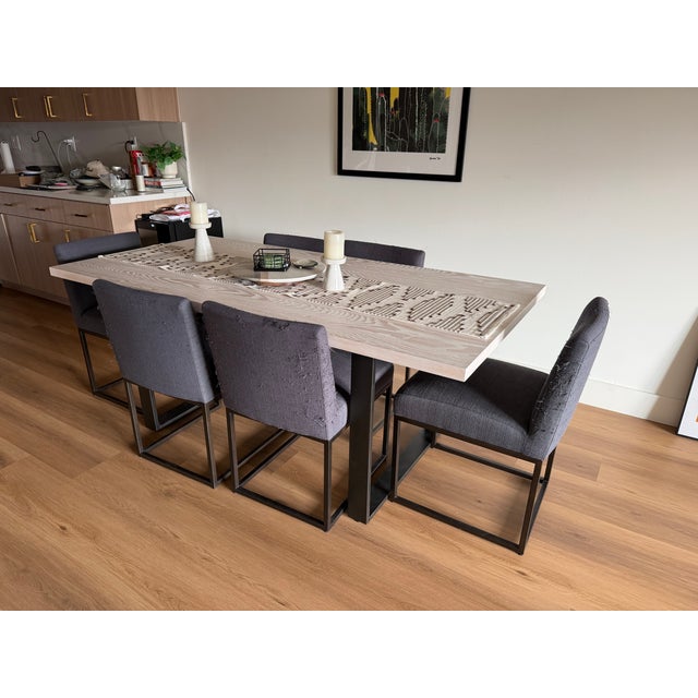 Wood West Elm Tompkins 74-Inch Dining Table - Winter Wood / Steel For Sale - Image 7 of 9
