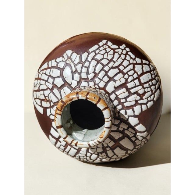 Brown Art Deco Stoneware Vase with Snakeskin Pattern by Léon Pointu, 1930s For Sale - Image 8 of 11
