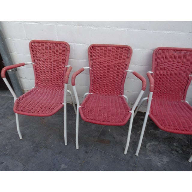 Italian Pink Plastic Chairs from Scoubidou, 1950s, Set of 6 For Sale - Image 6 of 18