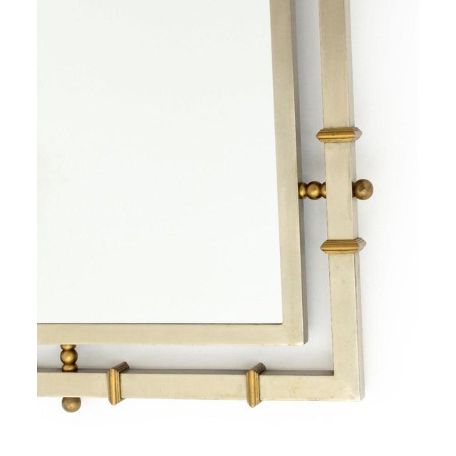 Maison Jansen Maison Jansen Style Steel & Brass Mirror For Sale - Image 4 of 5
