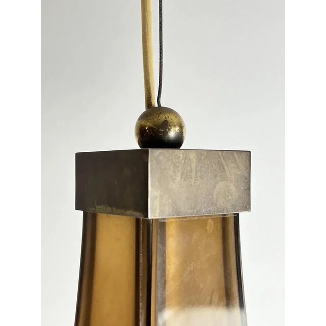 Metal Mid-Century Italian Ceiling Light in Acrylic Glass & Brass, 1960s For Sale - Image 7 of 9