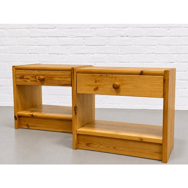 Pair Swedish Mid Century Modern Pine Nightstands, C. 1970’s For Sale - Image 4 of 13