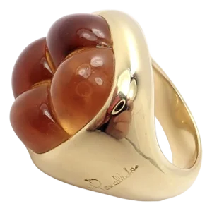 Late 20th Century Rare Authentic Pomellato Yellow Gold Large 4 Citrine Ring Sz 6.5