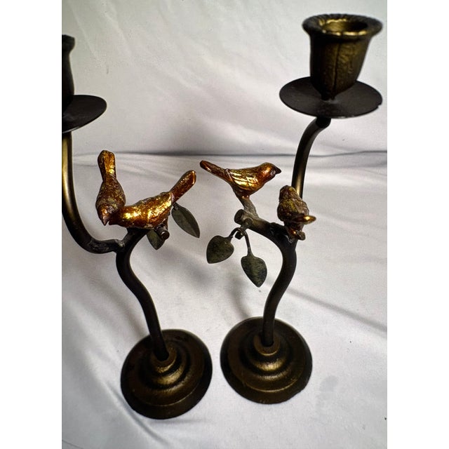 Jere Style Vintage Cast Iron Candle Holders - A Pair For Sale In Boise - Image 6 of 6