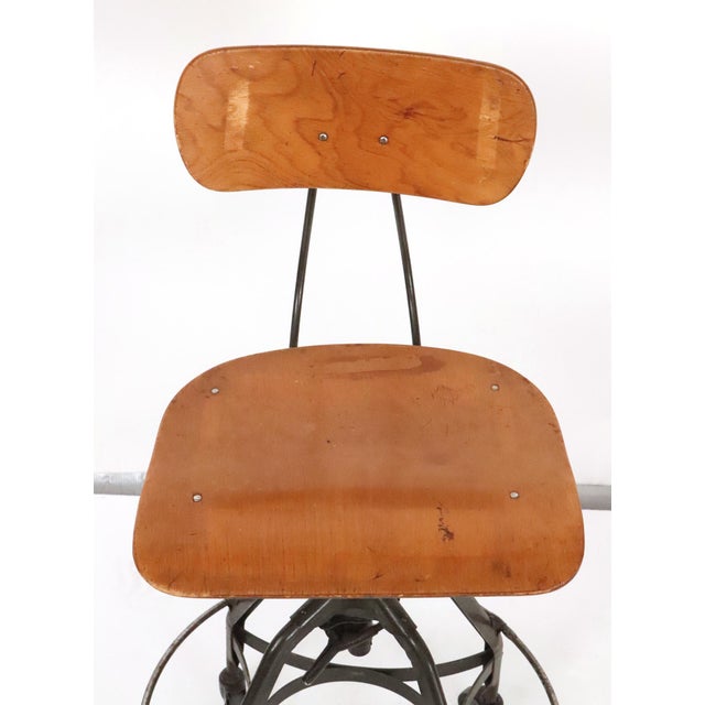 Mid 20th Century Vintage Industrial Toledo Drafting Stool For Sale - Image 5 of 12