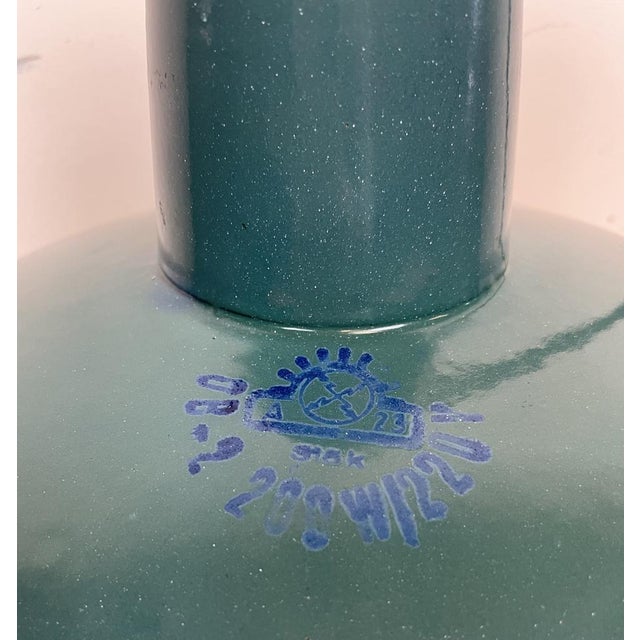 Industrial Green Enamel Factory Lamp with Cast Iron Top, 1960s For Sale - Image 11 of 15