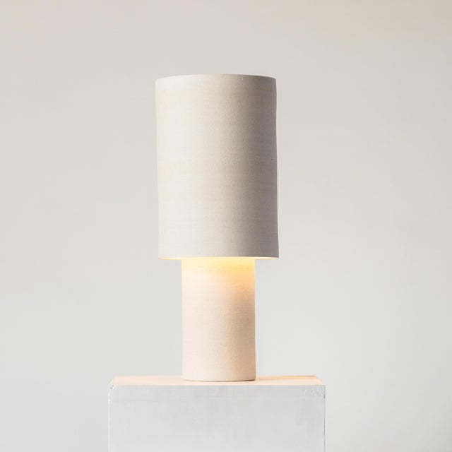 Mid-Century Modern Large Contemporary Ceramic Straight Walled Lamp For Sale - Image 3 of 9