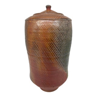 Late 20th Century Joseph Christensen Large Lidded Pottery Vessel For Sale
