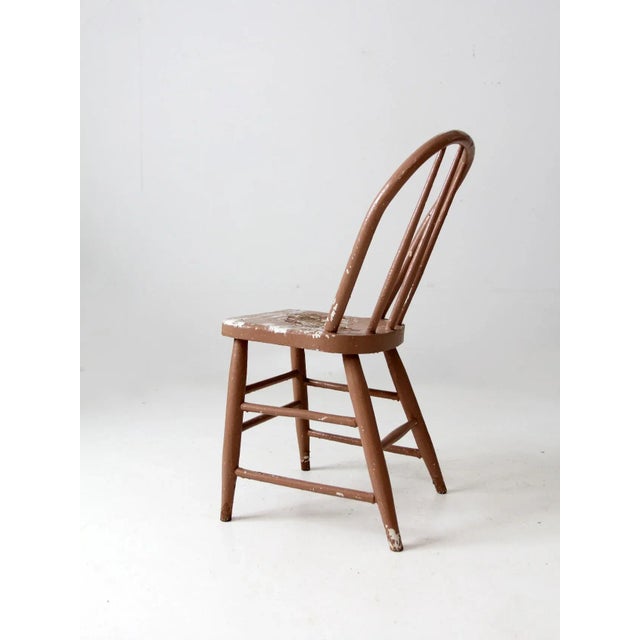 Brown Vintage Spindle Back Windsor Chair For Sale - Image 8 of 11