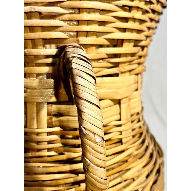 Antique French Provincial Wicker Basket Umbrella Stand For Sale - Image 14 of 17