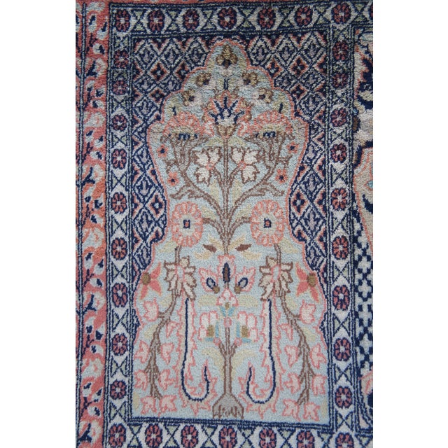Indian Kashmir Silk Geometric Floral Garden Medallion Area Rug Mat 48" For Sale - Image 13 of 13