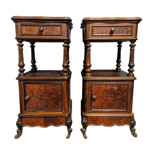 Louis XVI Style Bedside Tables in Mahogany and Rosewood, Set of 2