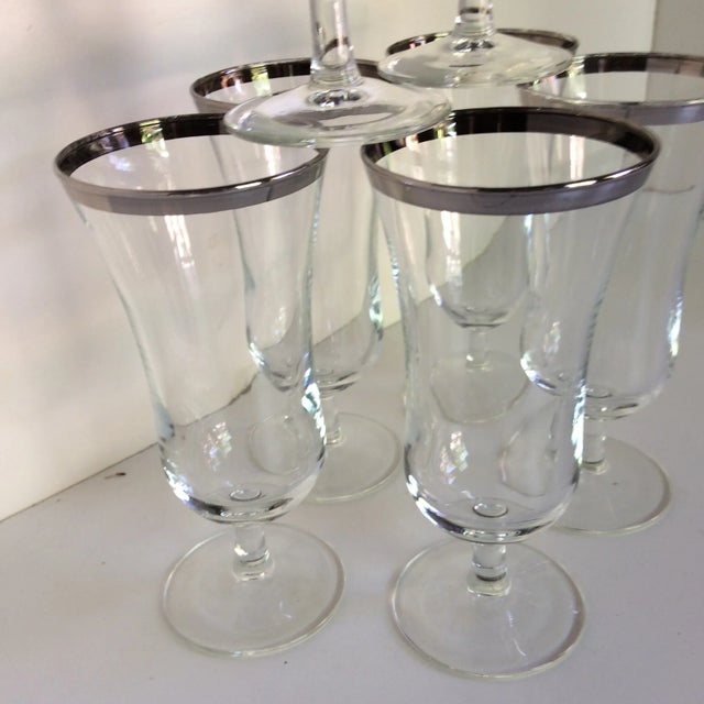 Vintage French Crystal Platinum Rim Cocktail Glasses - Set of 7 For Sale - Image 12 of 13