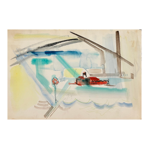1950s Robert Colborne Abstract Nautical Watercolor
