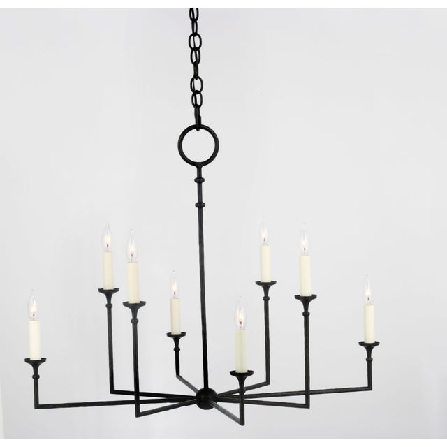 Chapman & Myers for Visual Comfort Signature Rowen X-Large 8-Light Chandelier in Aged Iron For Sale In Houston - Image 6 of 7