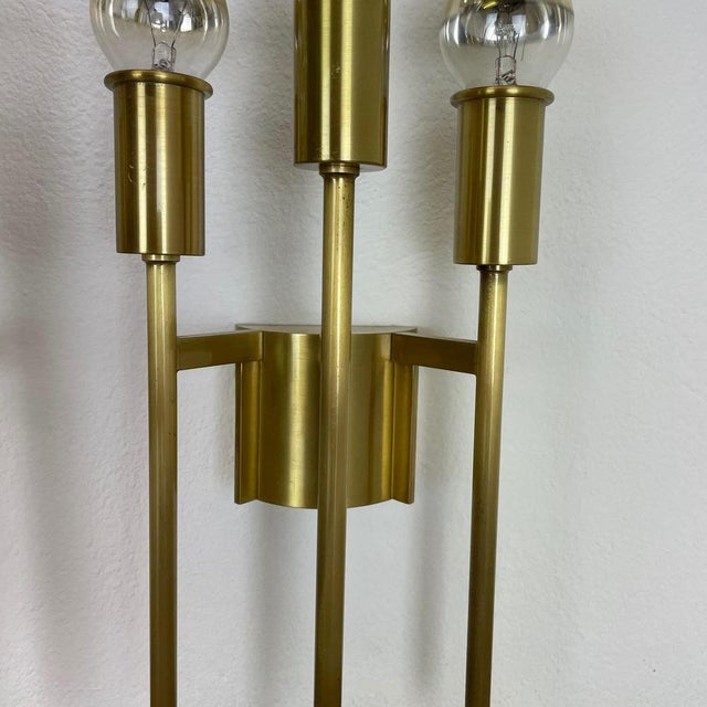 Italian Brass Theatre Wall Light Sconces in the style of Gio Ponti, Stilnovo, Italy, 1970s, Set of 2 For Sale - Image 11 of 18