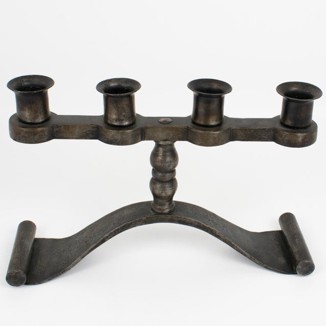 Black Charles Piguet Modernist Wrought Iron Candelabras Candle Holders For Sale - Image 8 of 12