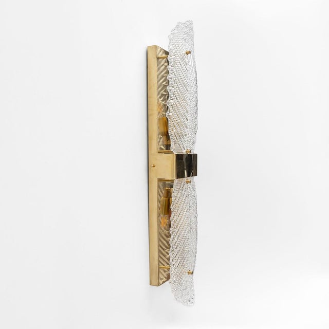 Graniglia Murano Glass and Brass Leaf Sconces, 2000, Set of 2 For Sale - Image 6 of 10