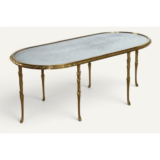 Coffee Table in Gilt Bronze and Aged Mirror from Baguès, 1950s For Sale - Image 17 of 18