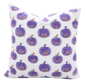 Fabdivine Halloween Pumpkin Block Print Pillow Cover Handmade Cotton Throw Cushion for Festive Home Décor Size-12x20