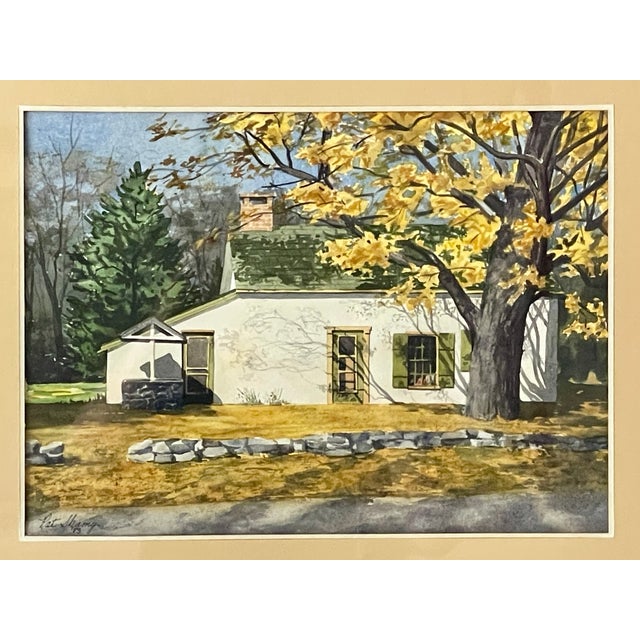1983 Watercolor Painting, "Home Near Sergeantsville, New Jersey" by Pat Shamy, Framed For Sale In Naples, FL - Image 6 of 10