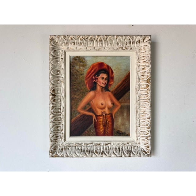 Abstract 1950s Vintage Nude Woman Oil on Board Painting by Sylvia For Sale - Image 3 of 11