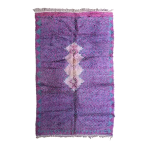 1980's Moroccan Unique Purple Boujaad Rug - 12.5 X 6.79 Ft