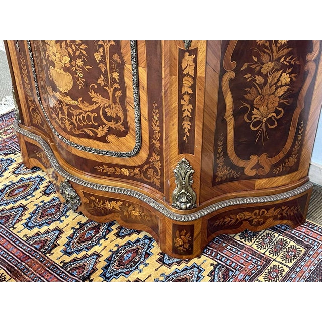 Marquetry Sideboard in Rosewood, Beech and Marble Top, 1970s For Sale - Image 4 of 16