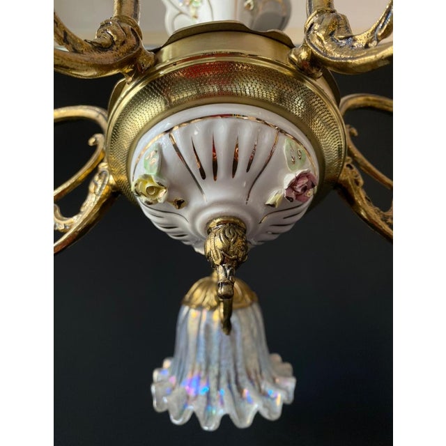 Vintage Ceramic and Glass Chandelier, 1960s For Sale - Image 12 of 18