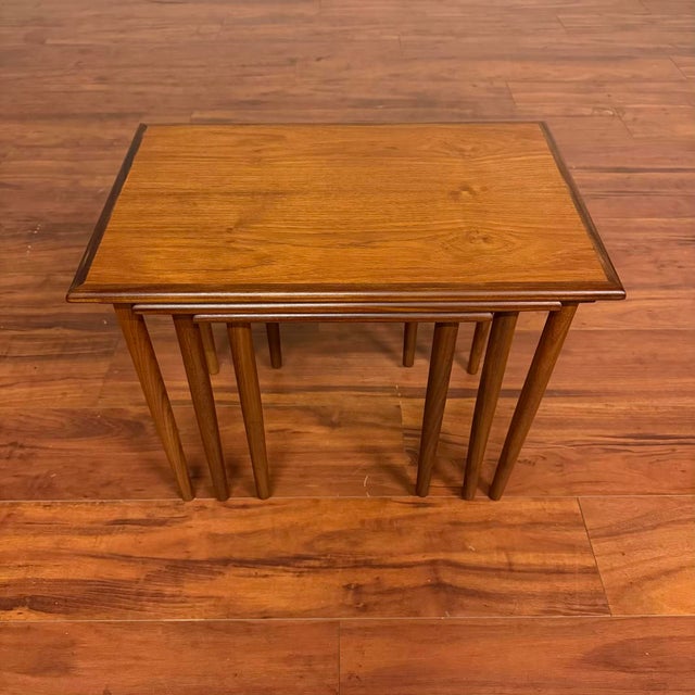 Mid-Century Modern Danish Modern Teak Nesting Tables -Set of 3 For Sale - Image 3 of 6