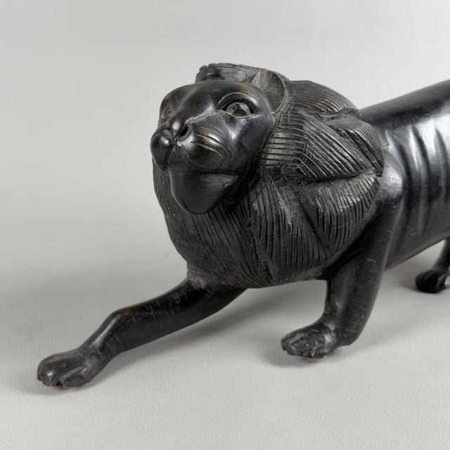Black Vintage Modernist Ebonized Wood Lion, 1960s For Sale - Image 8 of 15