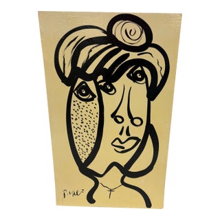 Late 20th Century Peter Keil Abstract Portrait Painting For Sale
