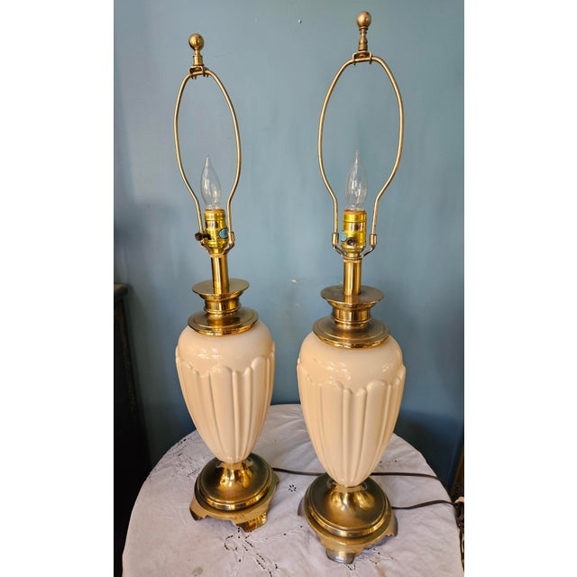 Metal Vintage Stiffel Lenox Brass Lamp For Sale - Image 7 of 10