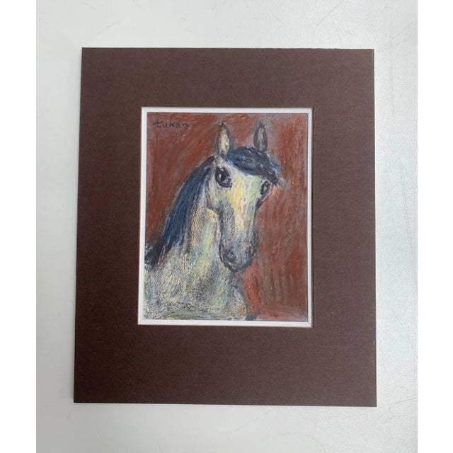 Contemporary Eugeniusz Tukan-Wolski, White Horse, Mixed Media on Paper For Sale - Image 3 of 4