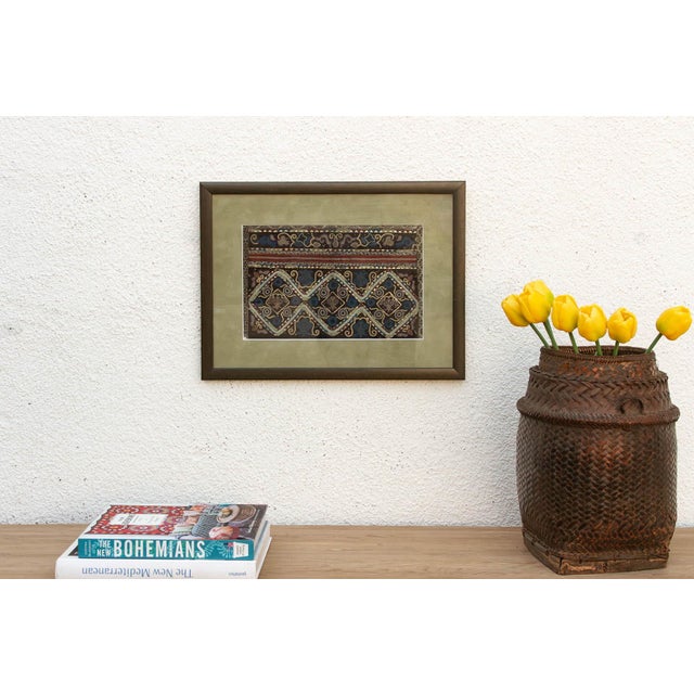 Wood Framed Vintage Diamond Trellis Embroidery For Sale - Image 7 of 7