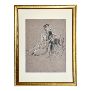 Seated Nude Female Mixed Media Drawing of Marissa by Andrew Moreno
