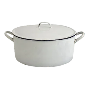 1940s French Enamel Oversized Stock Pot/3 Pcs