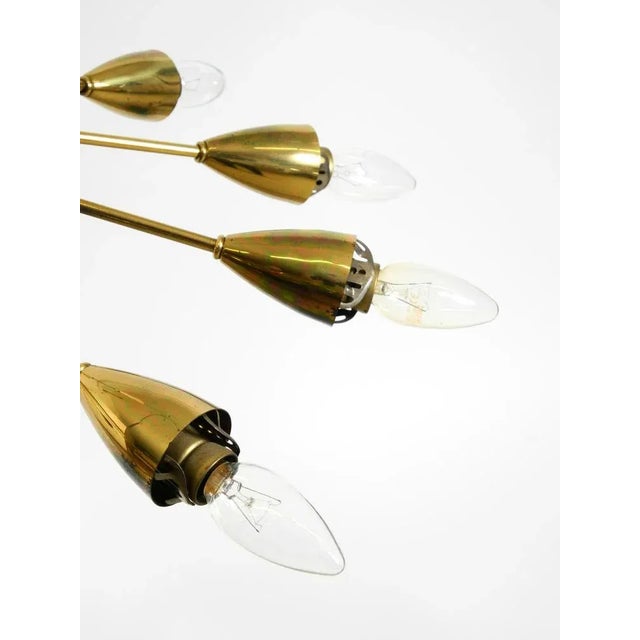 Mid-Century Brass 12-Armed Chandelier with Opal Glass Shades, 1950s For Sale - Image 13 of 18