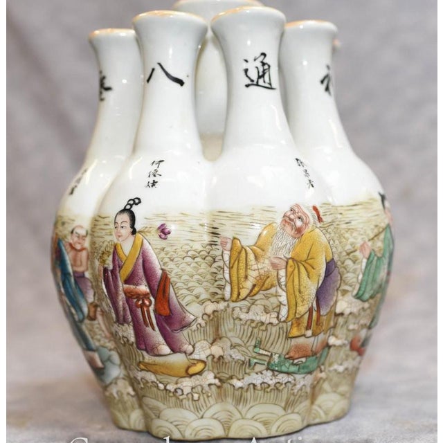 Chinese Qianlong Porcelain Crocus Vase with Hand Painted Multi Stem For Sale - Image 5 of 10