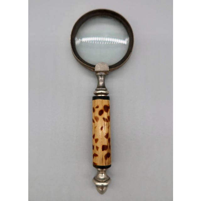Antique French Bamboo and Silver Plate Desk Set — Magnifying Glass and Letter Opener, Late 19th / Early 20th Century For Sale - Image 4 of 5