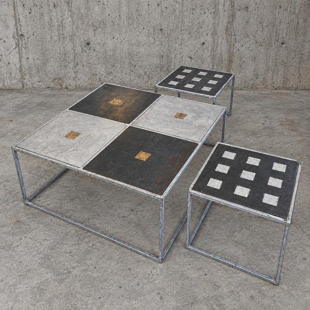 Metal Industrial Brutalist Nesting Coffee Tables, 1990s, Set of 3 For Sale - Image 7 of 7