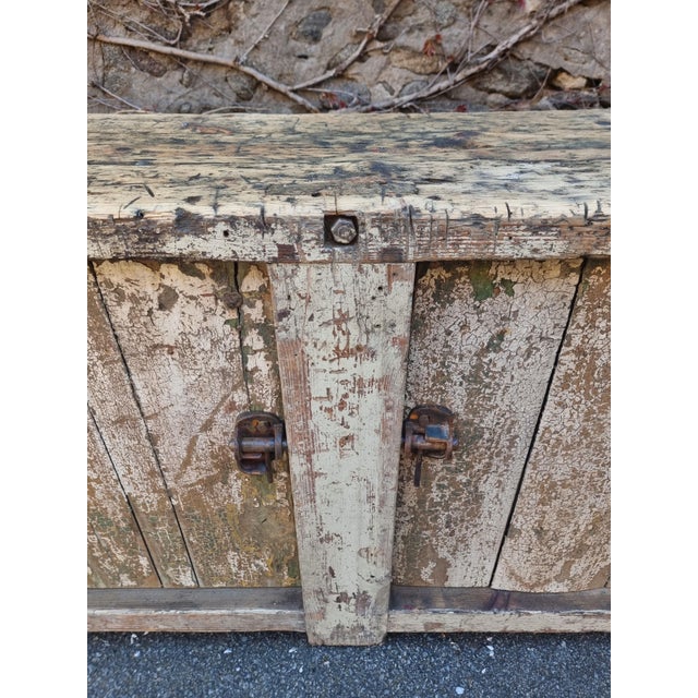 Wood Antique French Pine Workbench, 1900s For Sale - Image 7 of 18