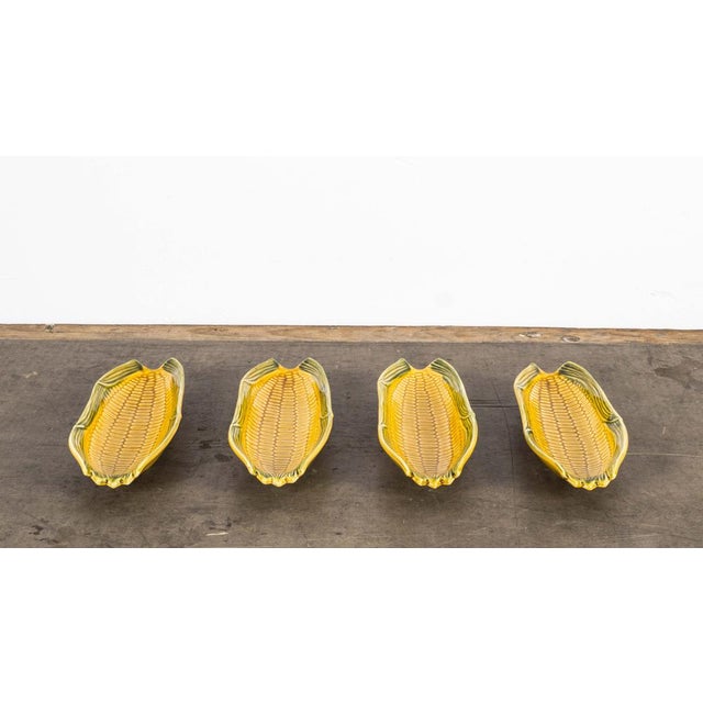 Yellow Ceramic Corn Plates, 1950s, Set of 4 For Sale - Image 8 of 13