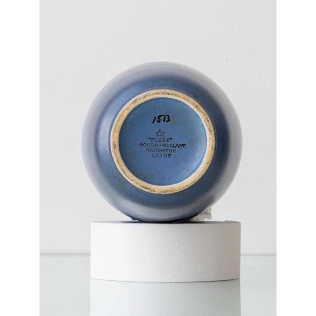 Vintage Blue and White Gouda Pottery Table Lamp with New Liberty London Shade For Sale - Image 10 of 12
