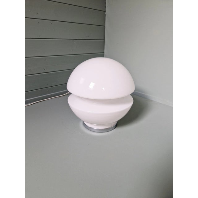 Space Age White Opaline and Chrome Metal Table Lamp, 1970s For Sale - Image 14 of 16